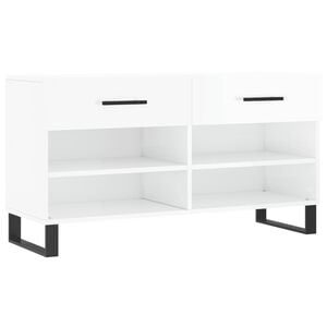 vidaXL Schuhbank Hochglanz-Wei&szlig; 102x35x55 cm Holzwerkstoff