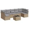 vidaXL 8-tlg. Garten-Sofagarnitur mit Kissen Beige Poly Rattan