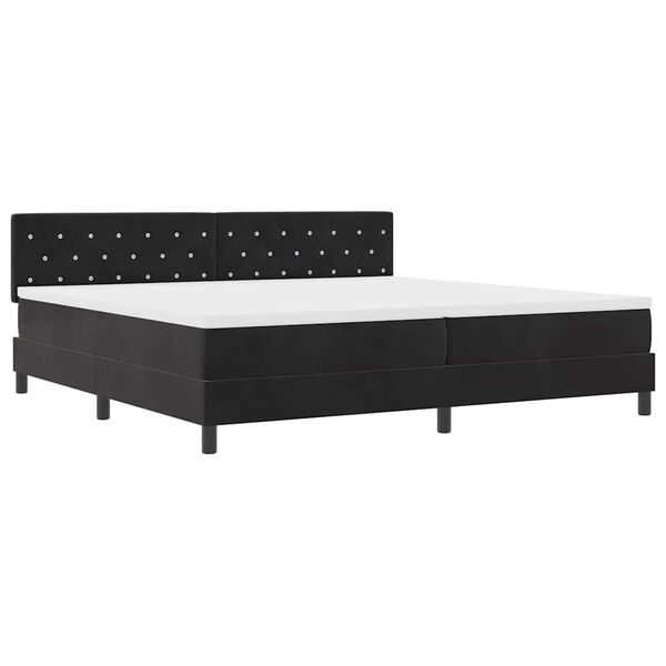 vidaXL LED Boxspringbett mit Matratze Schwarz 200 x 200 cm Samt