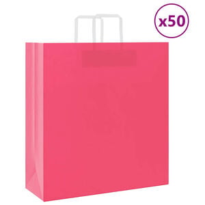 vidaXL Papiertragetaschen 50 Stk. mit Henkeln Rosa 45x17x48 cm