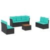vidaXL 8-tlg. Garten-Sofagarnitur mit Kissen Schwarz Poly Rattan