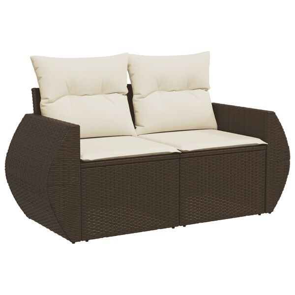 vidaXL 8-tlg. Garten-Sofagarnitur mit Kissen Braun Poly Rattan