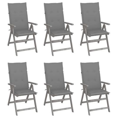 vidaXL Verstellbare Gartenstühle 6 Stk. mit Auflagen Massivholz Akazie