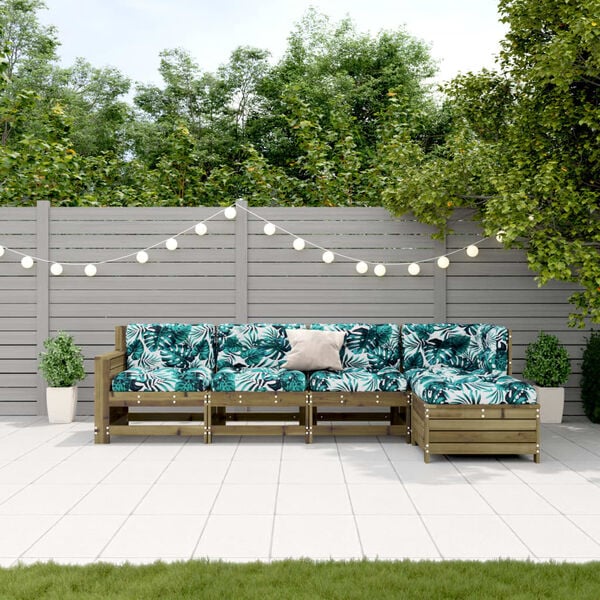 vidaXL 5-tlg. Garten-Lounge-Set mit Kissen Impr&auml;gniertes Kiefernholz
