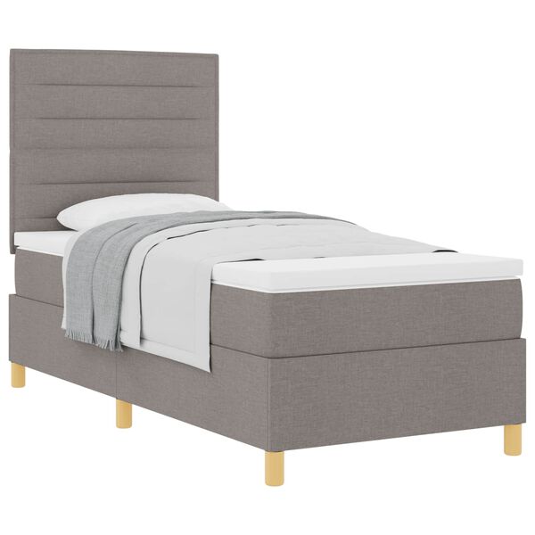 vidaXL Boxspringbett mit Matratze Taupe 100 x 200 cm Stoff