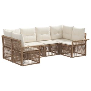 vidaXL Gartensofa-set 6 stk. 6-Sitzer Beige Poly-Rattan