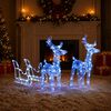 vidaXL Rentiere & Schlitten Weihnachtsdekoration 160 LEDs 130 cm Acryl