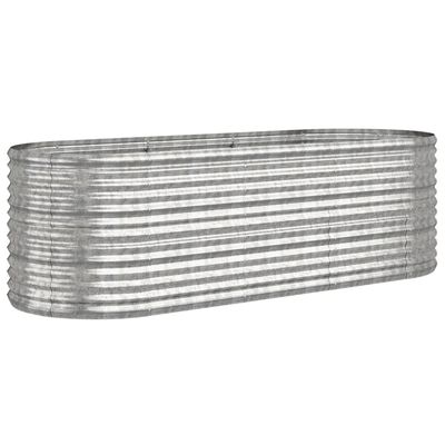 vidaXL Hochbeet Pulverbeschichteter Stahl 224x80x68 cm Silbern