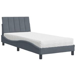 vidaXL Bett mit Matratze "Hanko" Dunkelgrau 90x200 cm Samt