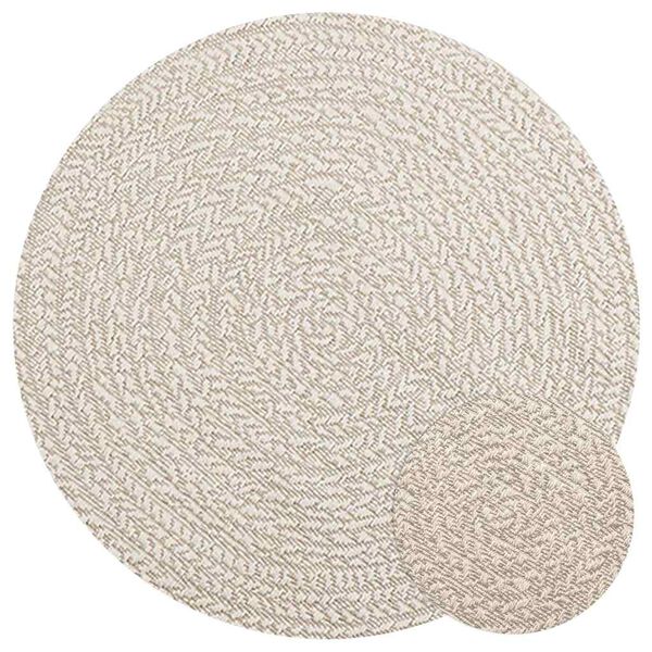 vidaXL Teppich ZIZUR Creme &Oslash; 90 cm Jute-Optik Indoor und Outdoor