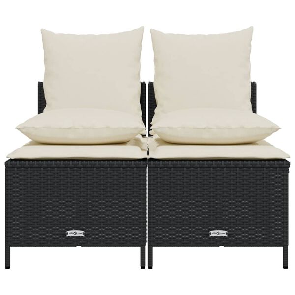 vidaXL 4-tlg. Garten-Sofagarnitur mit Kissen Schwarz Poly Rattan