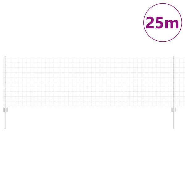 vidaXL Zaun mit Pfosten Silber 0,8 x 25 m Stahl