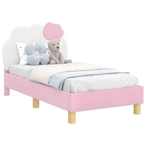 vidaXL Kinderbettgestell mit Kopfteil mit Kopfteil Rosa 70 x 140 cm PU