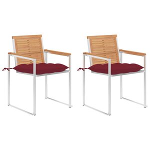 vidaXL Gartenst&uuml;hle mit Kissen 2 Stk. Massivholz Teak und Stahl