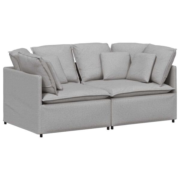 vidaXL Modulares Sofa mit Kissen Stoff Wolkengrau