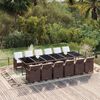 vidaXL 13-tlg. Garten-Essgruppe mit Kissen Poly Rattan Braun