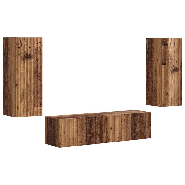 vidaXL TV-Schrankset Wandmontiert 2 pcs Altholz Holzwerkstoff