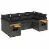 vidaXL 6-tlg. Garten-Sofagarnitur mit Kissen Schwarz Poly Rattan