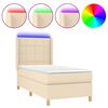 vidaXL Boxspringbett mit Matratze & LED Creme 90x190 cm Stoff