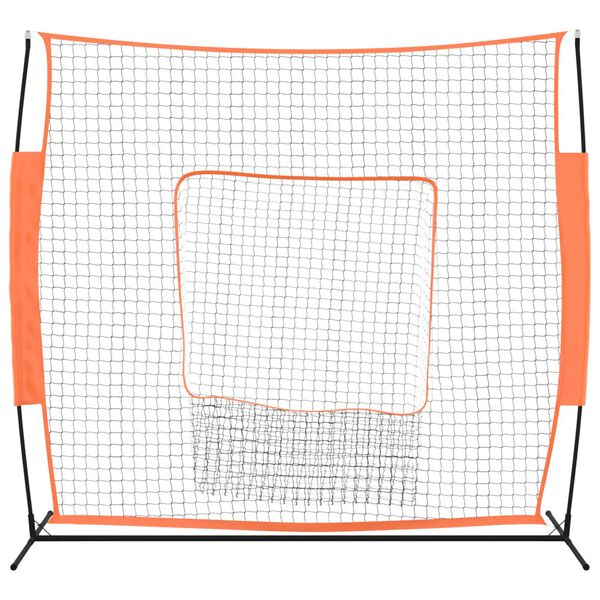vidaXL Baseball-Netz Tragbar Orange Schwarz 219x107x212cm Stahl Polyester