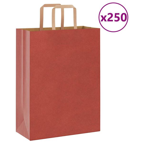 vidaXL Papiertragetaschen 250 Stk. mit Henkeln Rot 26x12x35 cm