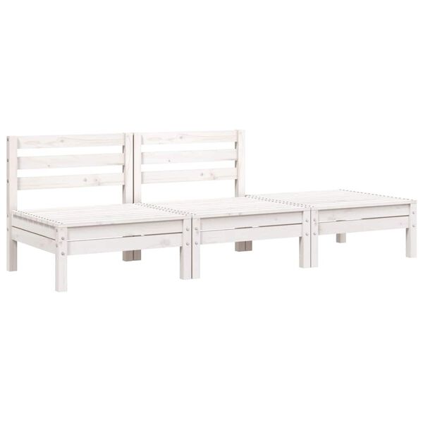 vidaXL Gartensofa 3-Sitzer Wei&szlig; Massivholz Kiefer