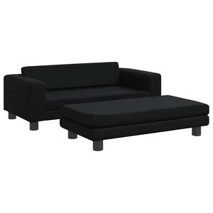 vidaXL Hundebett mit Verl&auml;ngerung Schwarz 100x50x30 cm Kunstleder