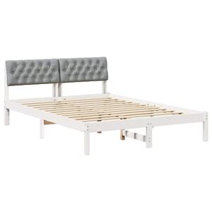 vidaXL Bettgestell Wei&szlig; und Hellgrau 160 x 200 cm Massivholz Kiefer