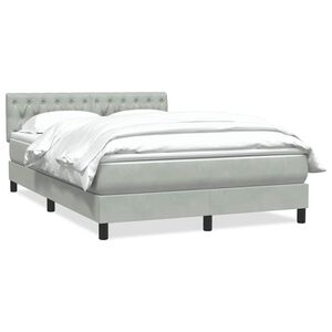 vidaXL Boxspringbett mit Matratze Hellgrau 160x220 cm Samt