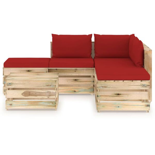 vidaXL 6-tlg. Garten-Lounge-Set mit Kissen Gr&uuml;n Impr&auml;gniertes Holz