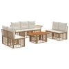 vidaXL Gartensofa-set 8 stk. Nat&uuml;rlich und Cremwei&szlig; Poly-Rattan