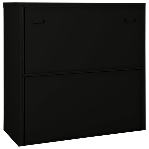 vidaXL Schrank mit Schiebetür Schwarz 90x40x90 cm Stahl