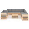 vidaXL 10-tlg. Garten-Lounge-Set mit Kissen Massivholz Kiefer