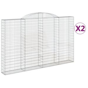 vidaXL Gabionen mit Hochbogen 2 Stk. 300x30x180/200cm Verzinktes Eisen