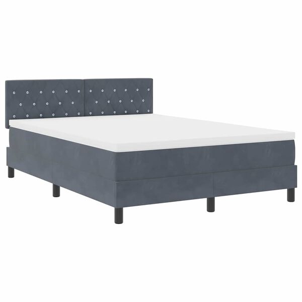 vidaXL LED Boxspringbett mit Matratze Dunkelgrau 160 x 200 cm Samt
