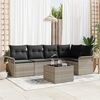 vidaXL Garten-Sofa-Set mit Kissen 6 pcs Hellgrau Poly Rattan