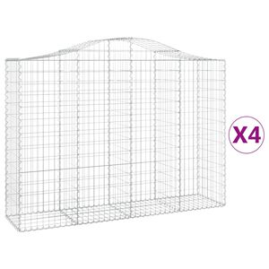 vidaXL Gabionen mit Hochbogen 4 Stk. 200x50x140/160cm Verzinktes Eisen