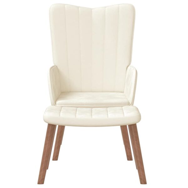 vidaXL Relaxsessel mit Hocker Cremewei&szlig; Samt