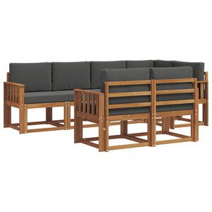 vidaXL Outdoor-Sofagarnitur mit Kissen 7 pcs Natur und Anthrazit