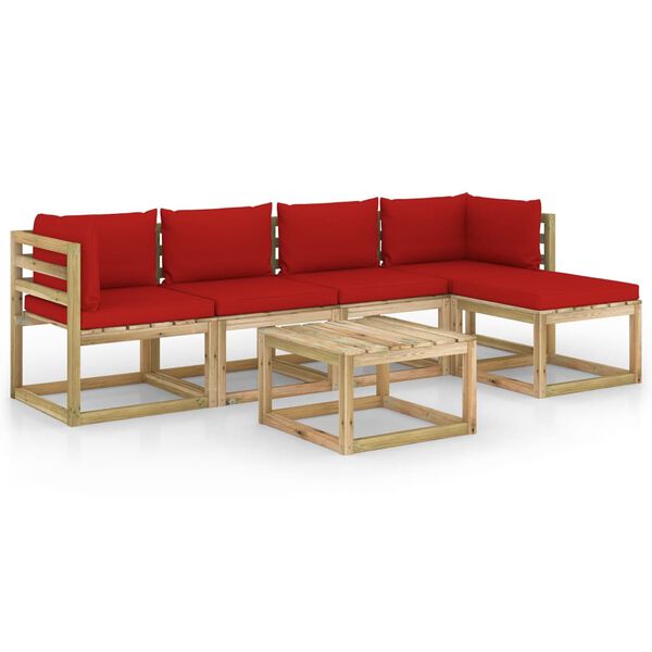 vidaXL 6-tlg. Garten-Lounge-Set mit Kissen Kiefernholz Impr&auml;gniert