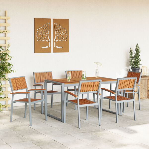 vidaXL Garten Essgruppe 7 pcs Grau und Braun 160 x 80 x 75 cm