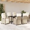 vidaXL Garten Essgruppe mit Kissen 7 pcs Beige Poly-Rattan