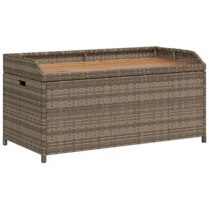 vidaXL Bank mit Stauraum Grau 100x50x52 cm Poly Rattan Akazienholz