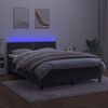 vidaXL Boxspringbett mit Matratze & LED Dunkelgrau 140x200 cm Samt