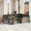 vidaXL Garten-Sofa-Set mit Kissen mit Speicher Grau Poly Rattan