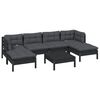 vidaXL 7-tlg. Garten-Lounge-Set mit Kissen Schwarz Kiefernholz
