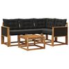 vidaXL Outdoor-Sofagarnitur mit Kissen 5 pcs Nat&uuml;rlich und Schwarz