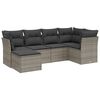 vidaXL 6-tlg. Garten-Sofagarnitur mit Kissen Grau Poly Rattan