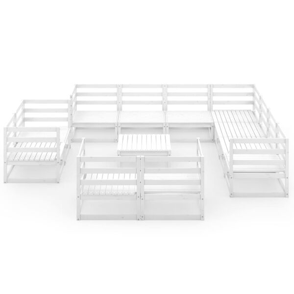 vidaXL 12-tlg. Garten-Lounge-Set Wei&szlig; Kiefer Massivholz