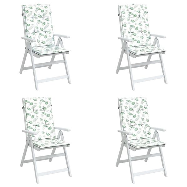 vidaXL Hochlehner-Auflagen 4 Stk. Blattmuster Stoff